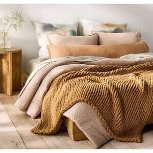 50"x70" Oversized Solid Bed Throw Warm Brown - Casaluna NEW